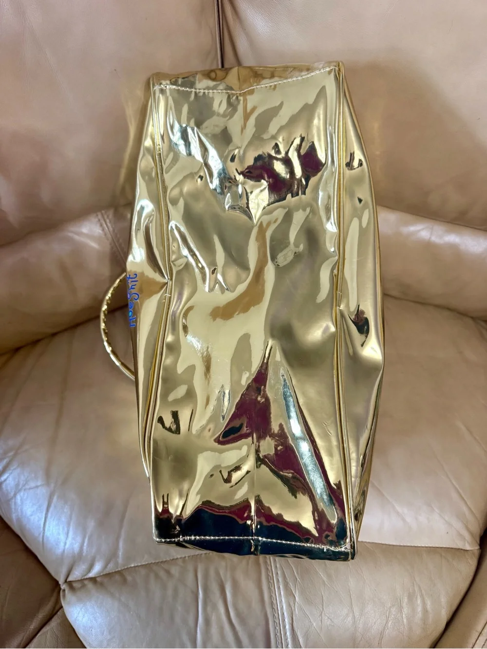 Metallic Gold Graphic Tote Bag with Double Handles